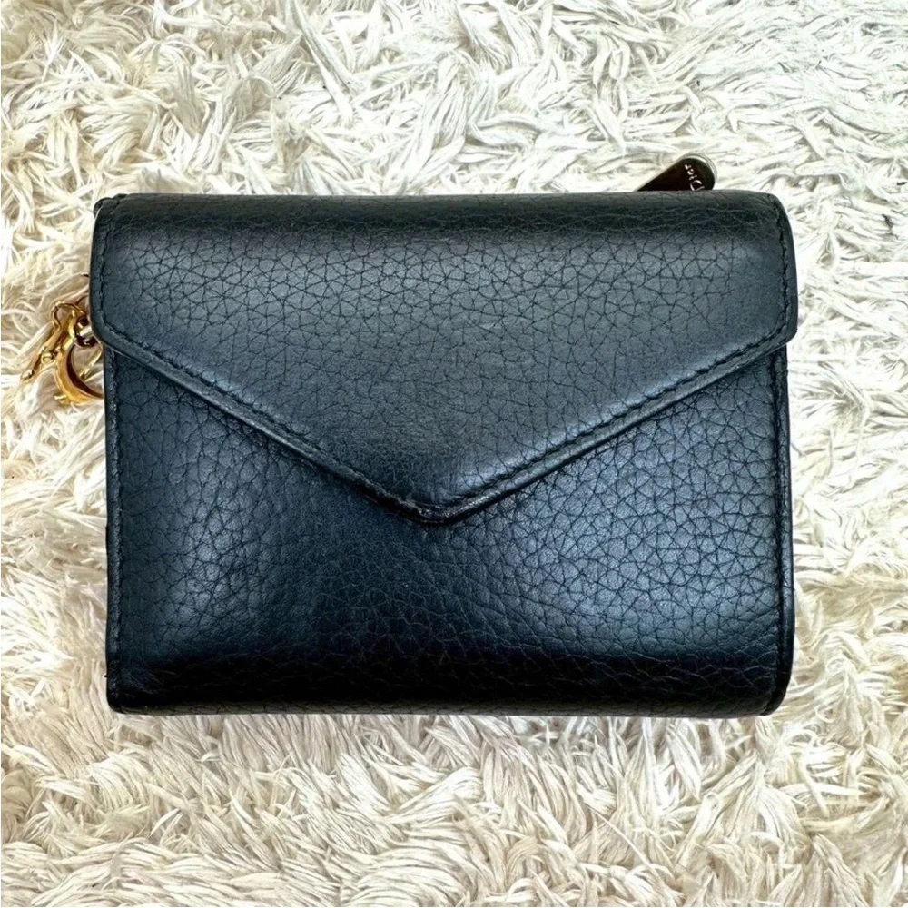 Dior Black Leather Wallet with Gold Accents